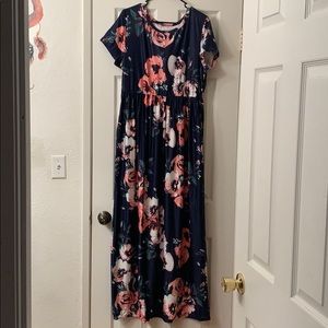 Navy floral maxi dress